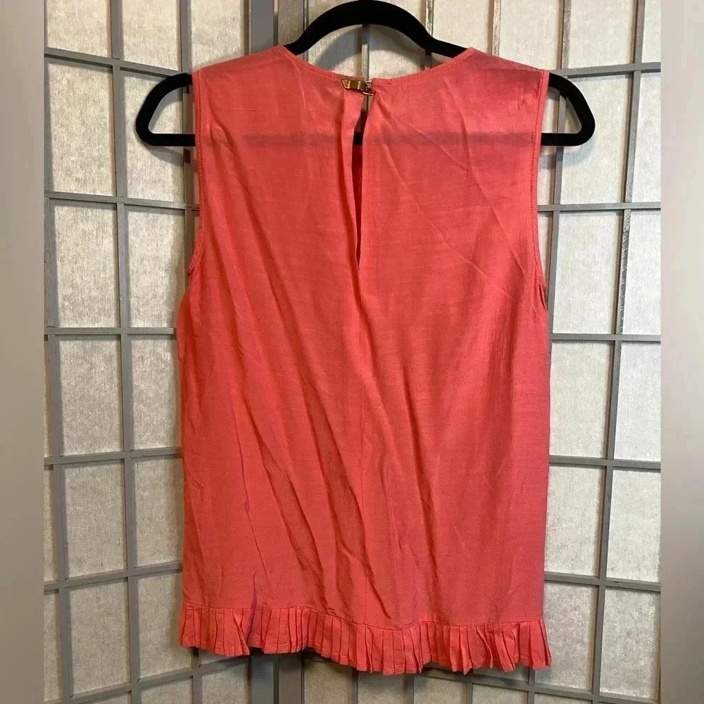 💚 Zara - coral blouse with pleated hem - size small - Picture 2 of 3